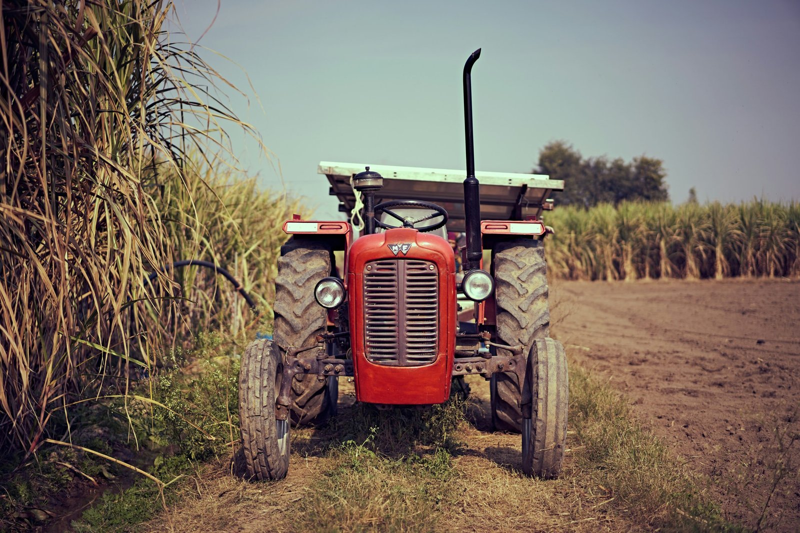 red tractor on brown grass field during daytime